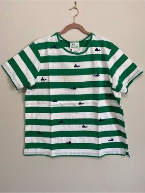 Quacker Factory Top 1X Embroidered Whimsical Nautical Teacher Preppy 100%Cotton